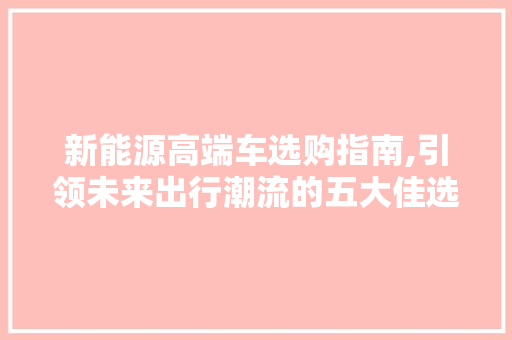 新能源高端车选购指南,引领未来出行潮流的五大佳选