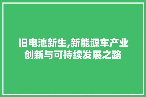 旧电池新生,新能源车产业创新与可持续发展之路