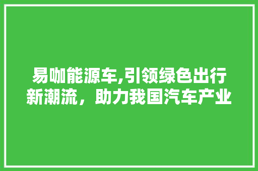 易咖能源车,引领绿色出行新潮流，助力我国汽车产业转型升级