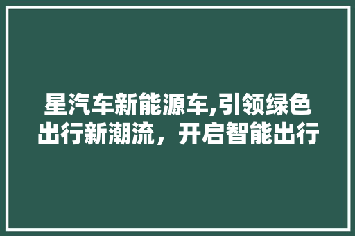 星汽车新能源车,引领绿色出行新潮流，开启智能出行新时代