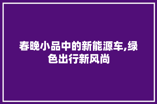 春晚小品中的新能源车,绿色出行新风尚