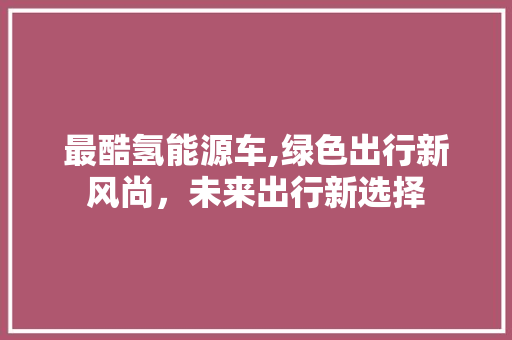 最酷氢能源车,绿色出行新风尚，未来出行新选择