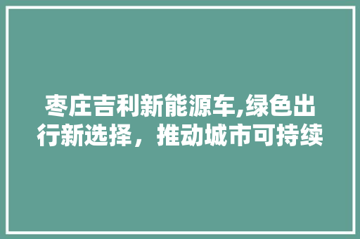 枣庄吉利新能源车,绿色出行新选择，推动城市可持续发展