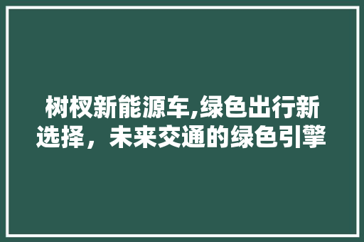 树杈新能源车,绿色出行新选择，未来交通的绿色引擎