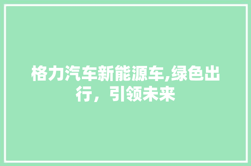 格力汽车新能源车,绿色出行，引领未来