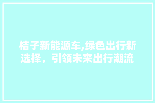 桔子新能源车,绿色出行新选择，引领未来出行潮流
