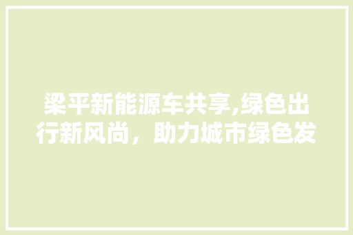 梁平新能源车共享,绿色出行新风尚，助力城市绿色发展
