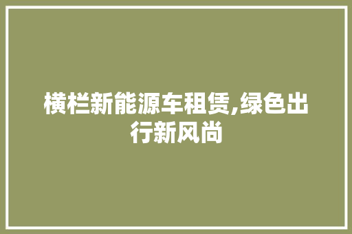 横栏新能源车租赁,绿色出行新风尚