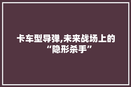 卡车型导弹,未来战场上的“隐形杀手”