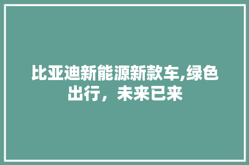 比亚迪新能源新款车,绿色出行，未来已来