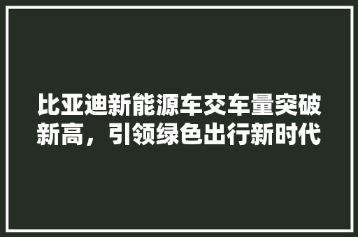 比亚迪新能源车交车量突破新高，引领绿色出行新时代