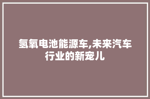 氢氧电池能源车,未来汽车行业的新宠儿
