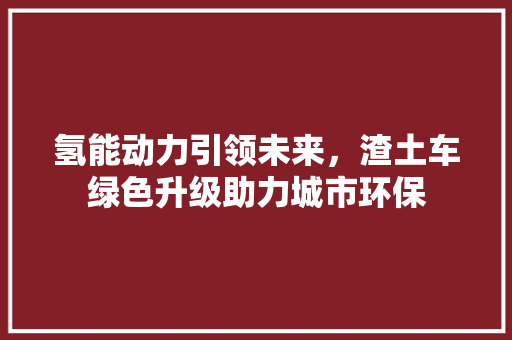 氢能动力引领未来，渣土车绿色升级助力城市环保