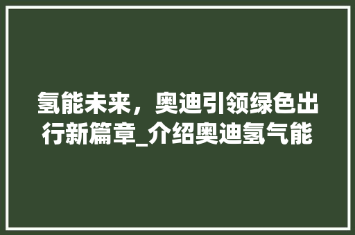 氢能未来，奥迪引领绿色出行新篇章_介绍奥迪氢气能源车