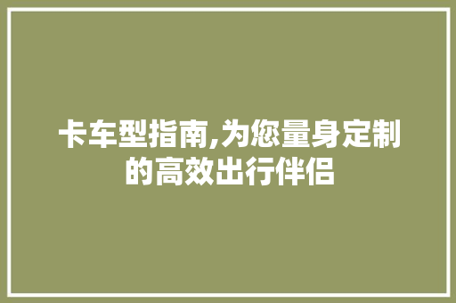 卡车型指南,为您量身定制的高效出行伴侣