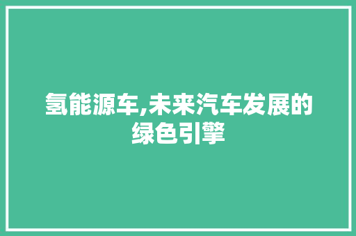 氢能源车,未来汽车发展的绿色引擎