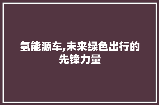 氢能源车,未来绿色出行的先锋力量