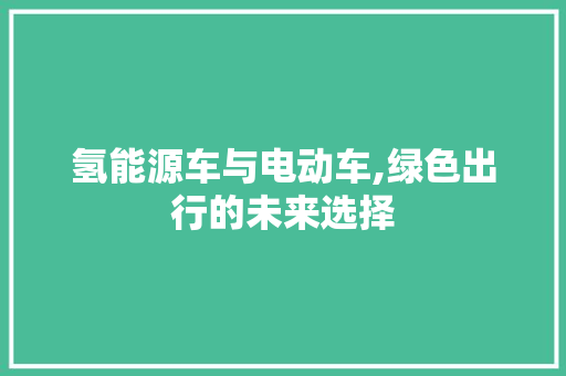 氢能源车与电动车,绿色出行的未来选择