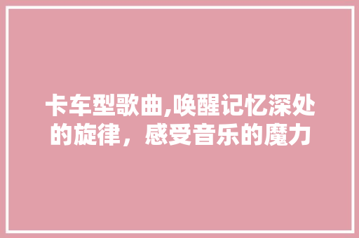 卡车型歌曲,唤醒记忆深处的旋律，感受音乐的魔力