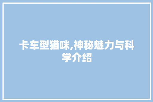 卡车型猫咪,神秘魅力与科学介绍