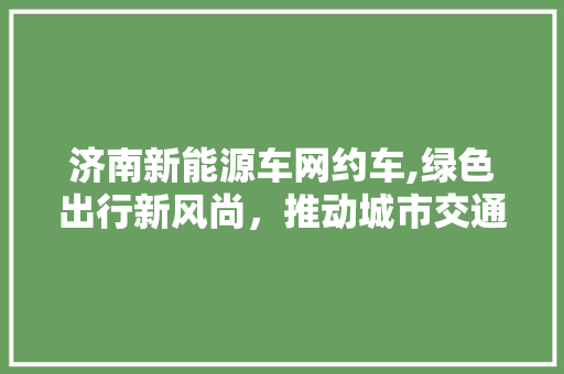 济南新能源车网约车,绿色出行新风尚，推动城市交通转型升级
