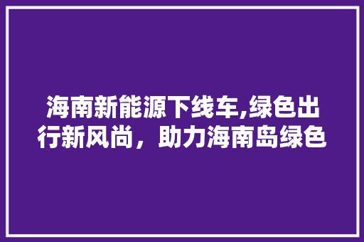 海南新能源下线车,绿色出行新风尚，助力海南岛绿色发展