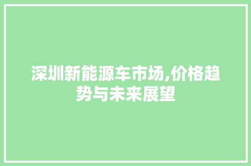 深圳新能源车市场,价格趋势与未来展望
