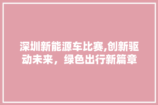 深圳新能源车比赛,创新驱动未来，绿色出行新篇章