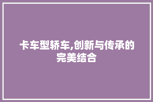 卡车型轿车,创新与传承的完美结合