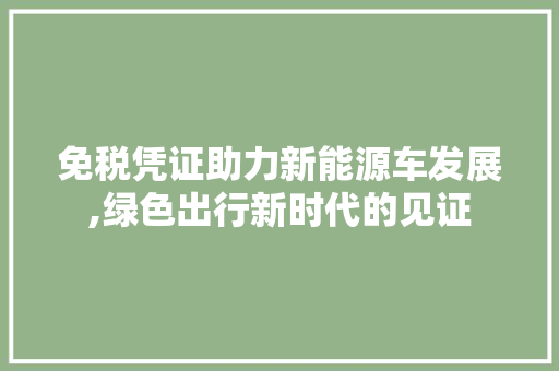 免税凭证助力新能源车发展,绿色出行新时代的见证