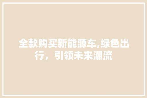 全款购买新能源车,绿色出行，引领未来潮流