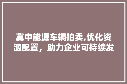 冀中能源车辆拍卖,优化资源配置，助力企业可持续发展