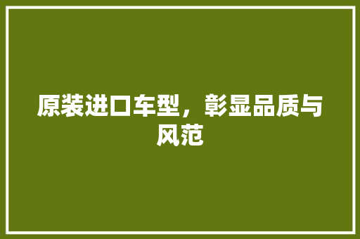 原装进口车型，彰显品质与风范