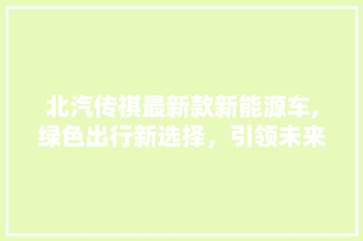 北汽传祺最新款新能源车,绿色出行新选择，引领未来出行潮流
