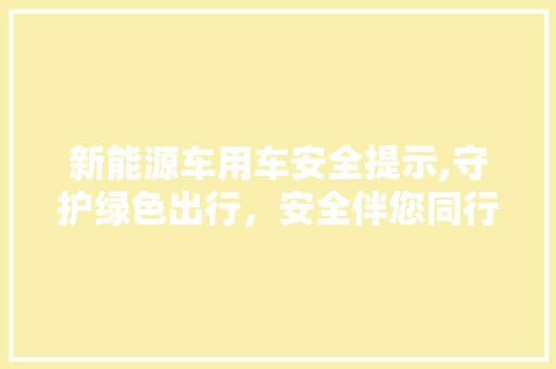 新能源车用车安全提示,守护绿色出行，安全伴您同行