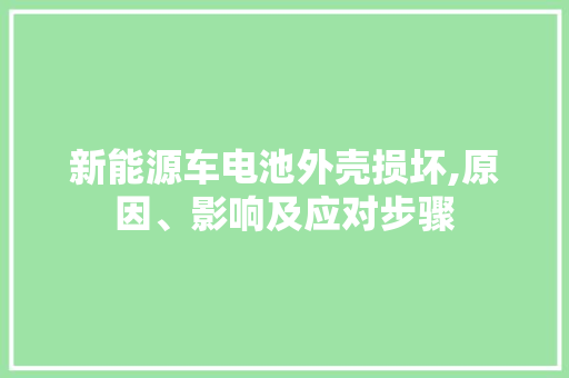 新能源车电池外壳损坏,原因、影响及应对步骤