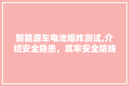 新能源车电池爆炸测试,介绍安全隐患，筑牢安全防线 发动机配件