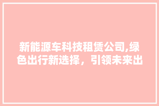 新能源车科技租赁公司,绿色出行新选择，引领未来出行潮流