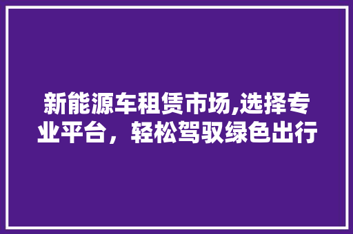 新能源车租赁市场,选择专业平台，轻松驾驭绿色出行