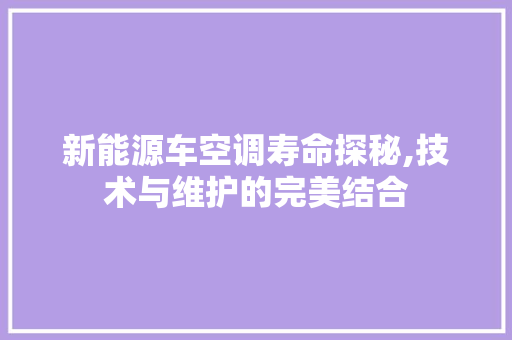 新能源车空调寿命探秘,技术与维护的完美结合