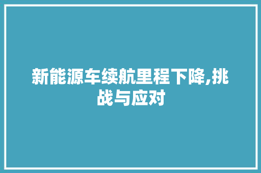 新能源车续航里程下降,挑战与应对