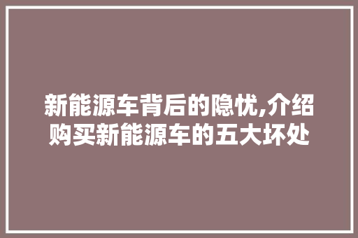 新能源车背后的隐忧,介绍购买新能源车的五大坏处