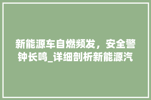 新能源车自燃频发，安全警钟长鸣_详细剖析新能源汽车安全隐患