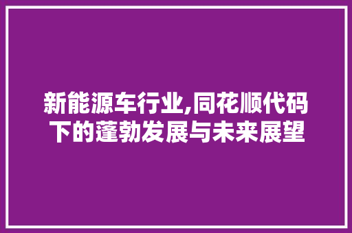 新能源车行业,同花顺代码下的蓬勃发展与未来展望
