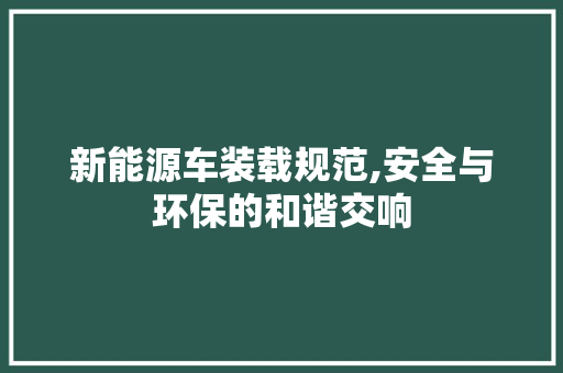 新能源车装载规范,安全与环保的和谐交响