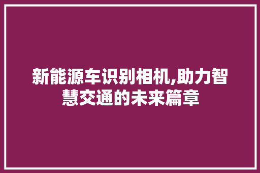 新能源车识别相机,助力智慧交通的未来篇章
