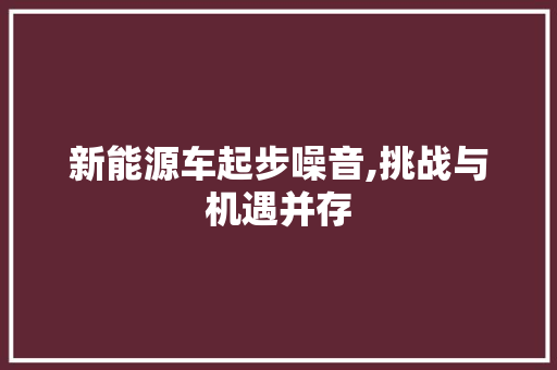 新能源车起步噪音,挑战与机遇并存