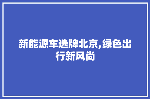 新能源车选牌北京,绿色出行新风尚