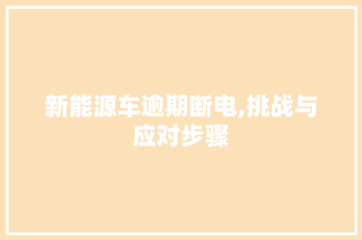 新能源车逾期断电,挑战与应对步骤
