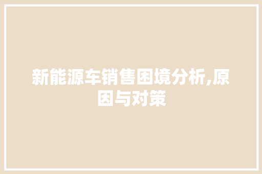 新能源车销售困境分析,原因与对策